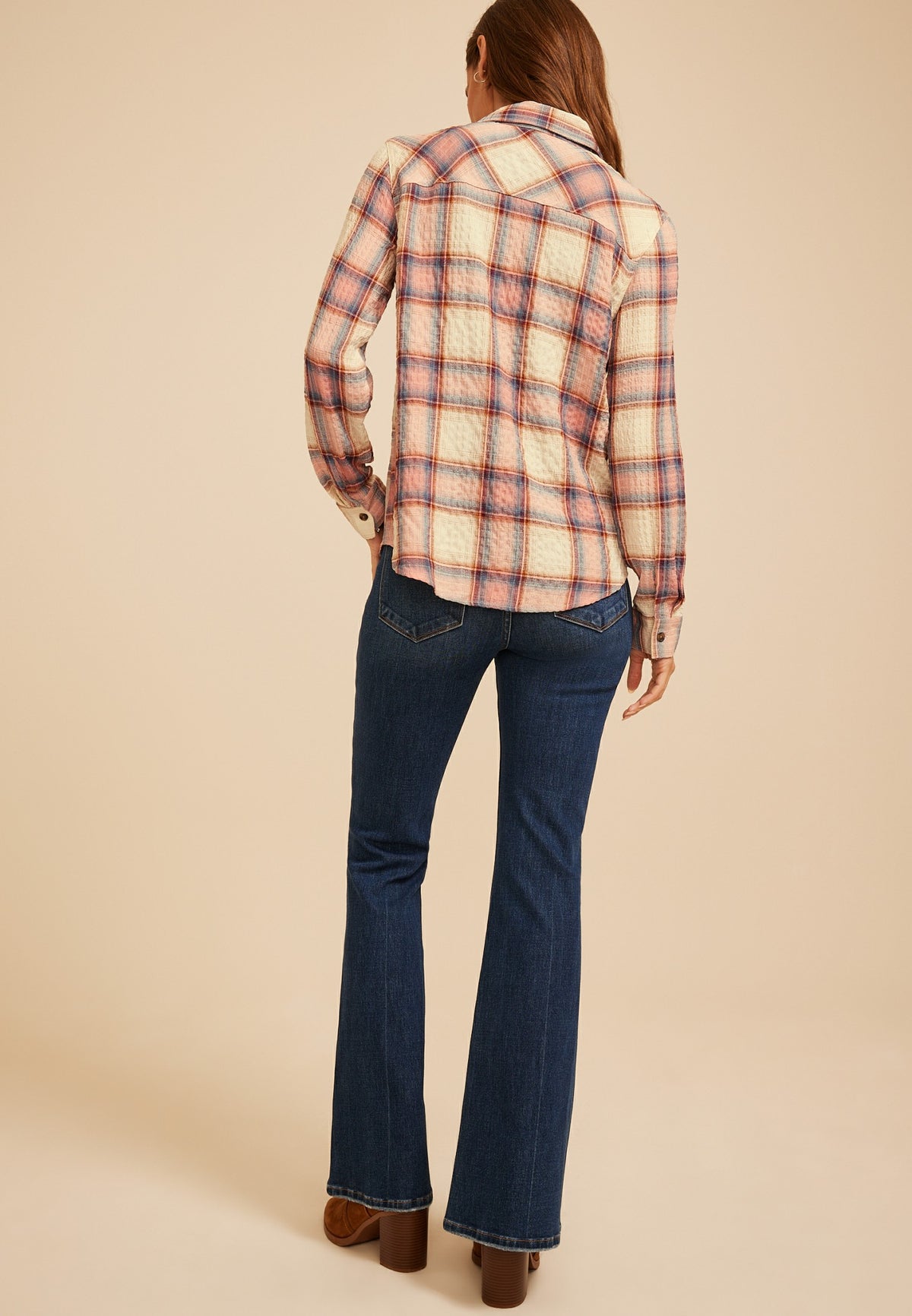 Pucker Plaid Button Down Shirt