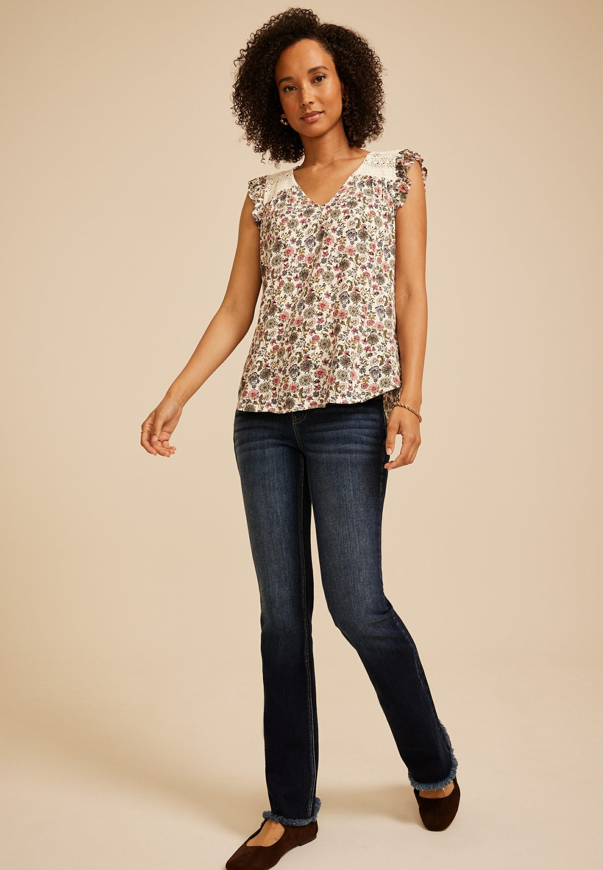 Floral Crochet Shoulder Blouse