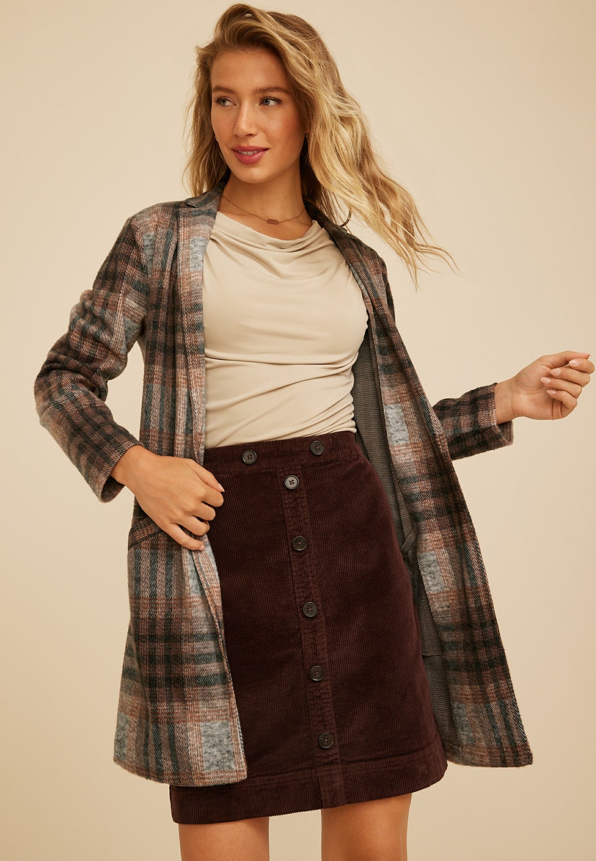 Plaid Longline Blazer