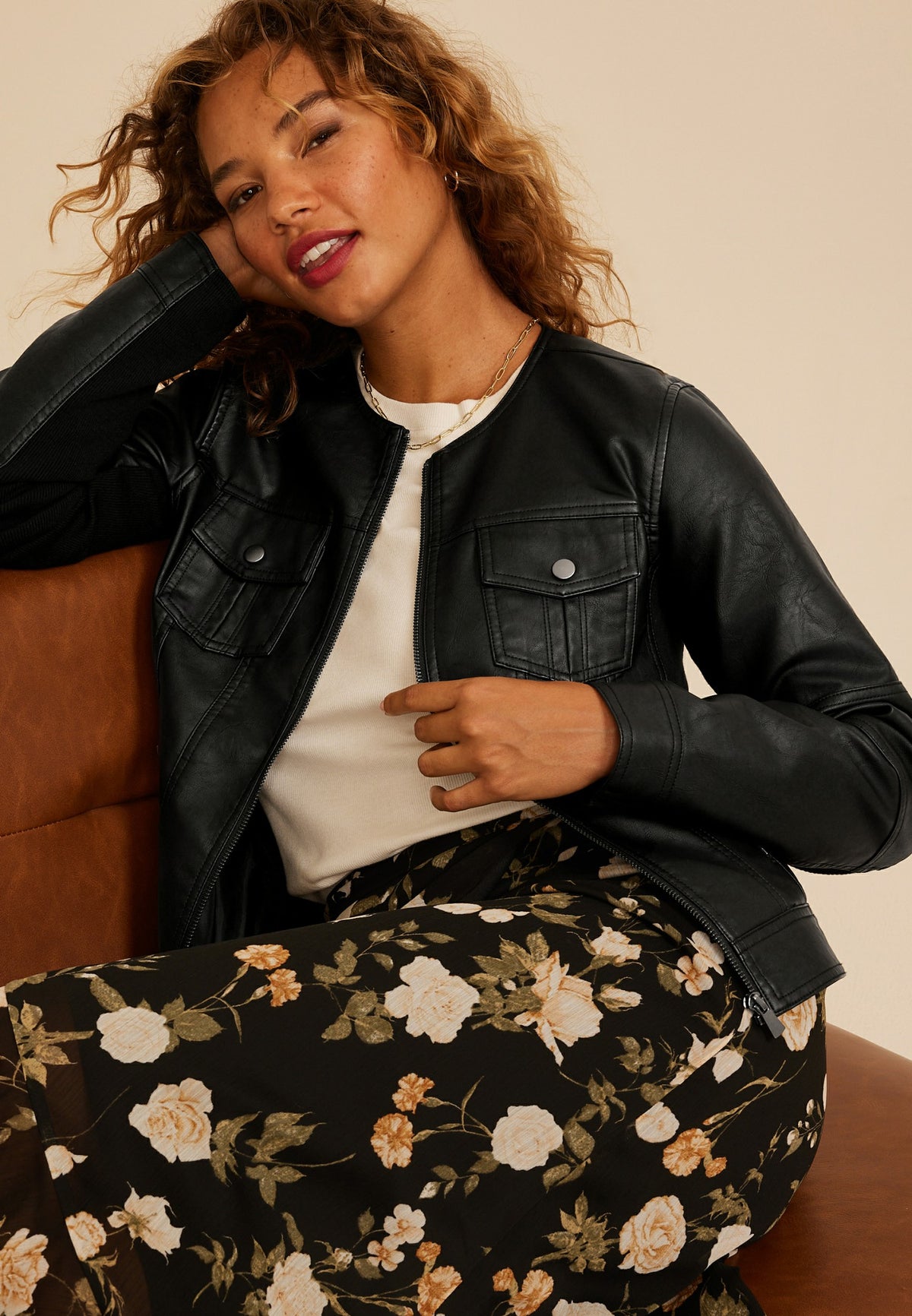 Faux Leather Trucker Jacket