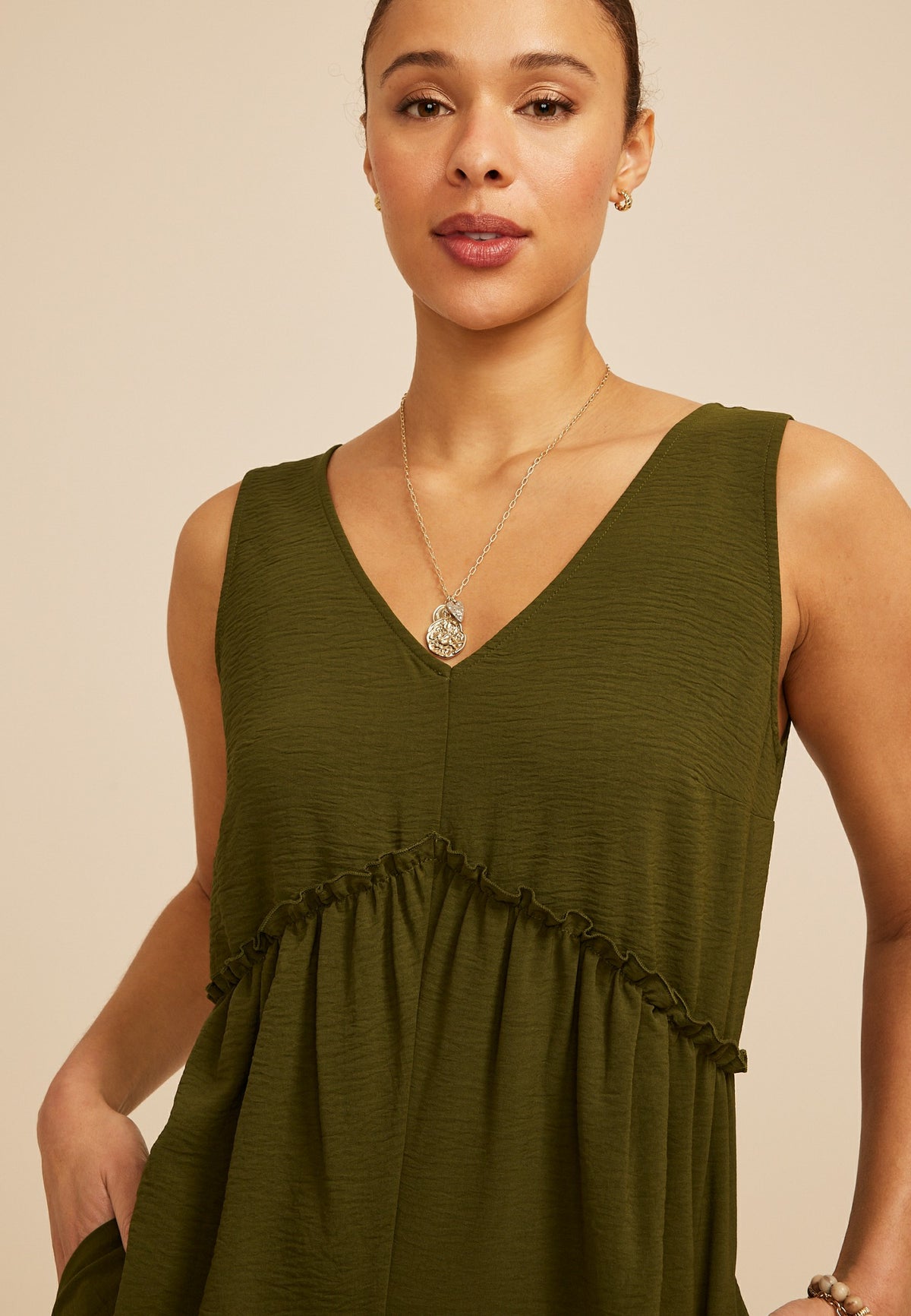 Bare Cool Crepe V Neck Jumpsuit