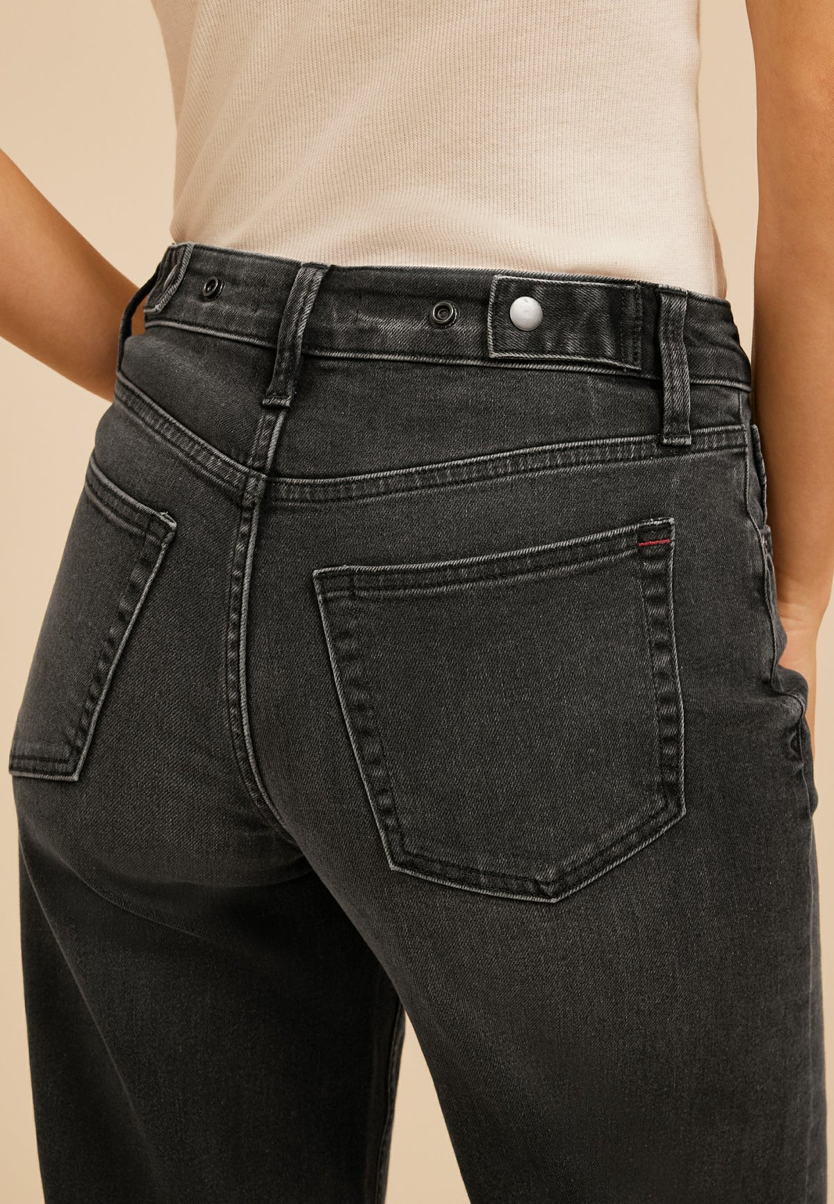 edgely™ High Rise Adjustable Waist Black Wide Leg Jean
