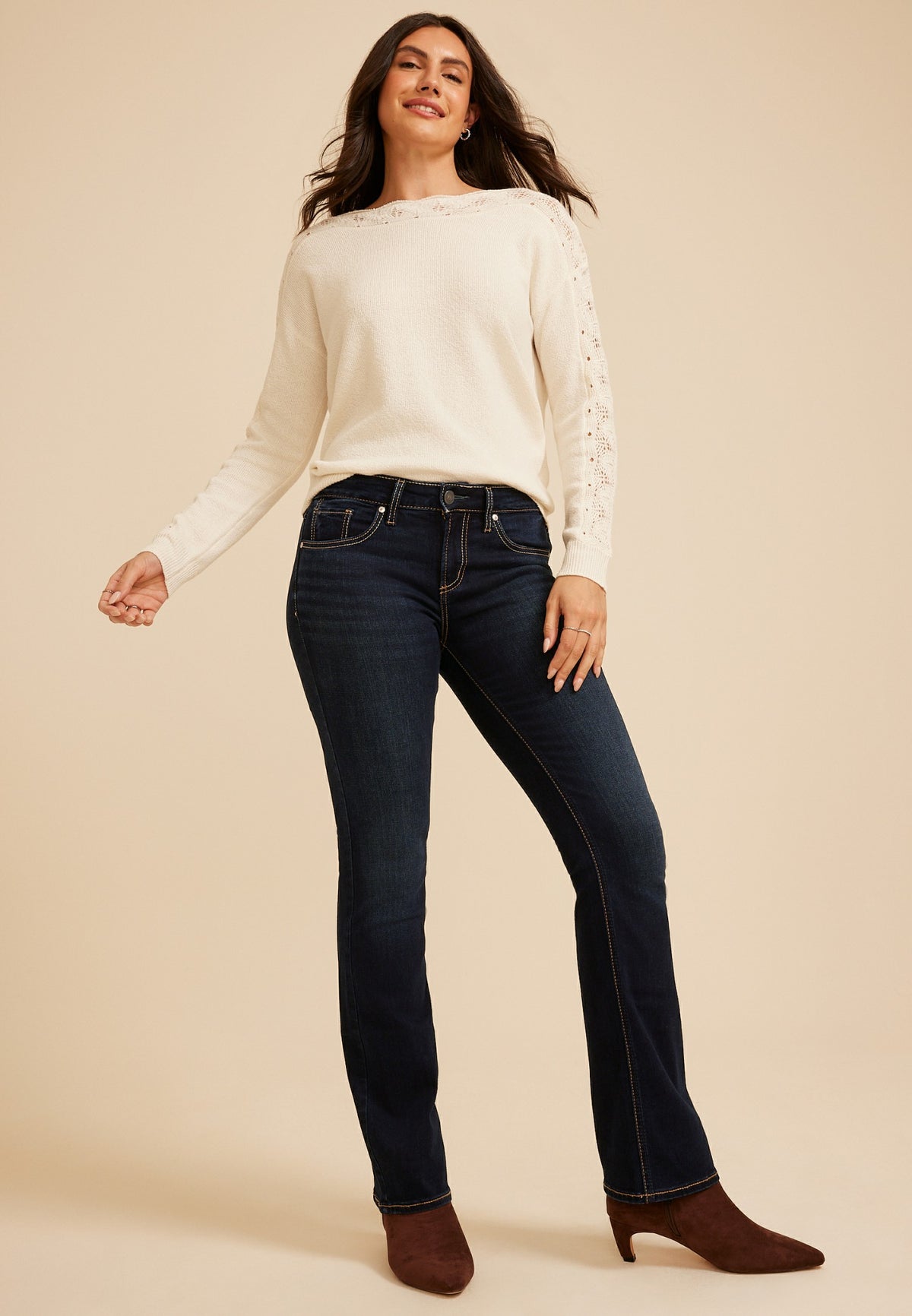 Silver Jeans Co. ® Suki Curvy Mid Rise Thick Stitch Pocket Slim Boot Jean