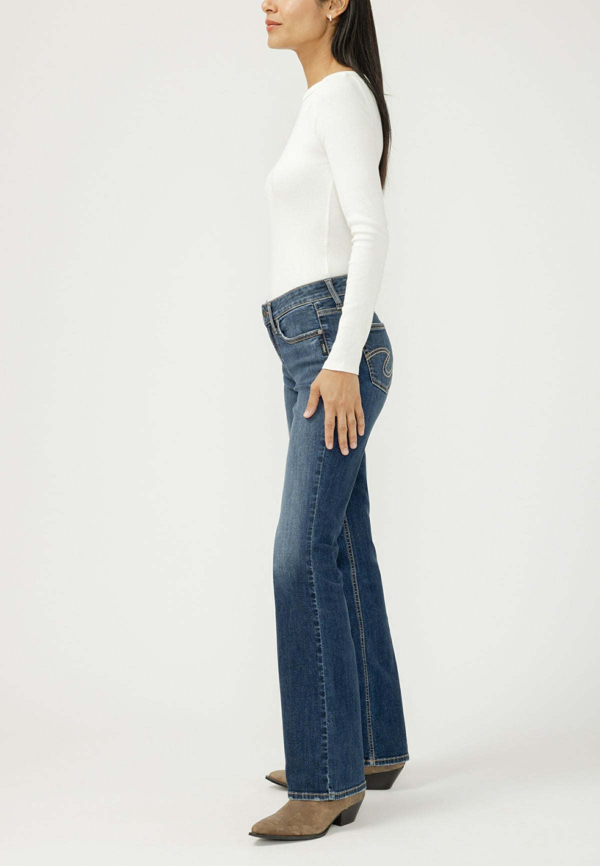 Silver Jeans Co.® Suki Curvy Mid Rise Luxe Stretch Thick Stitch Bootcut Jean