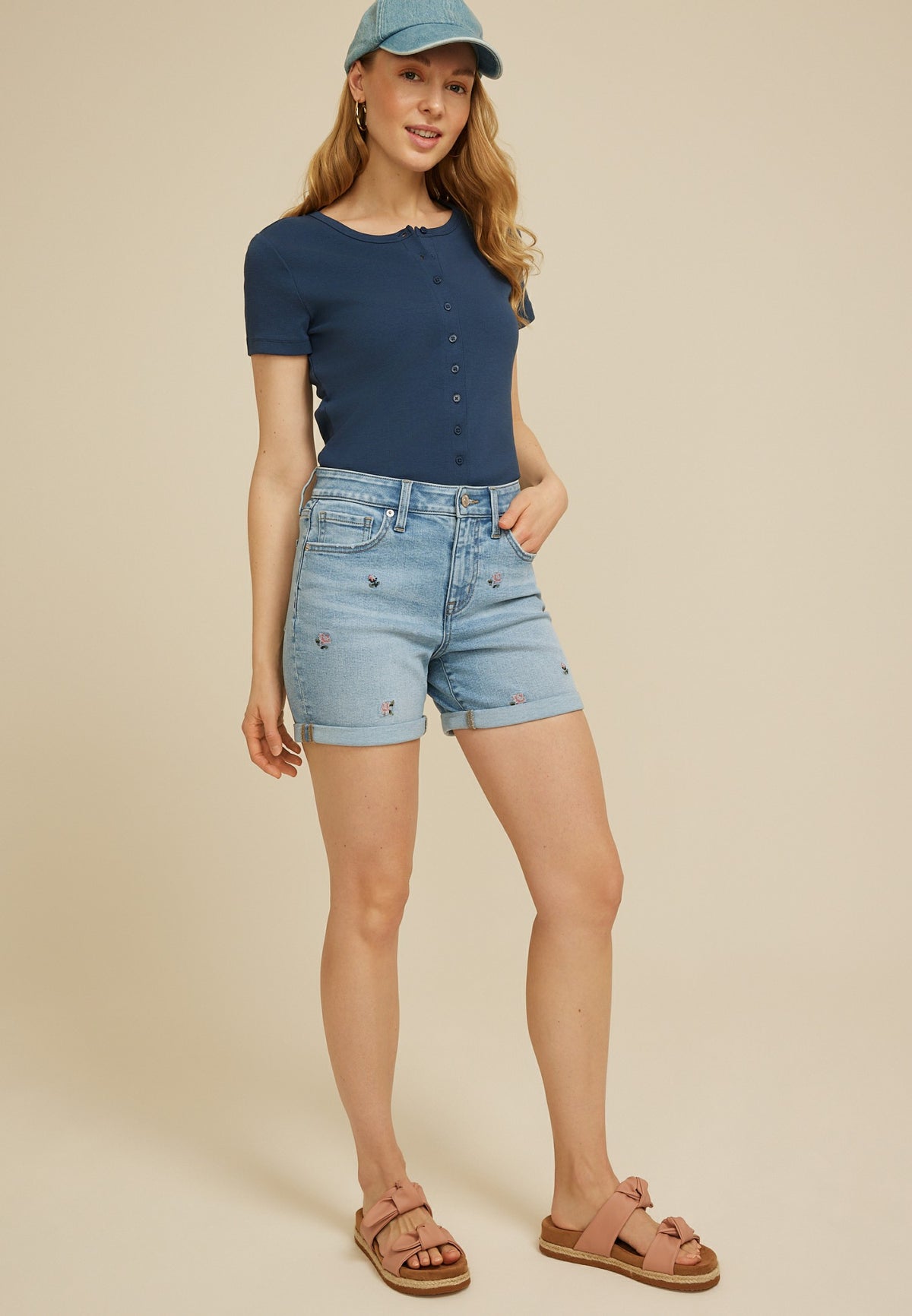 m jeans by maurices™ Floral Embroidered High Rise 5in Short
