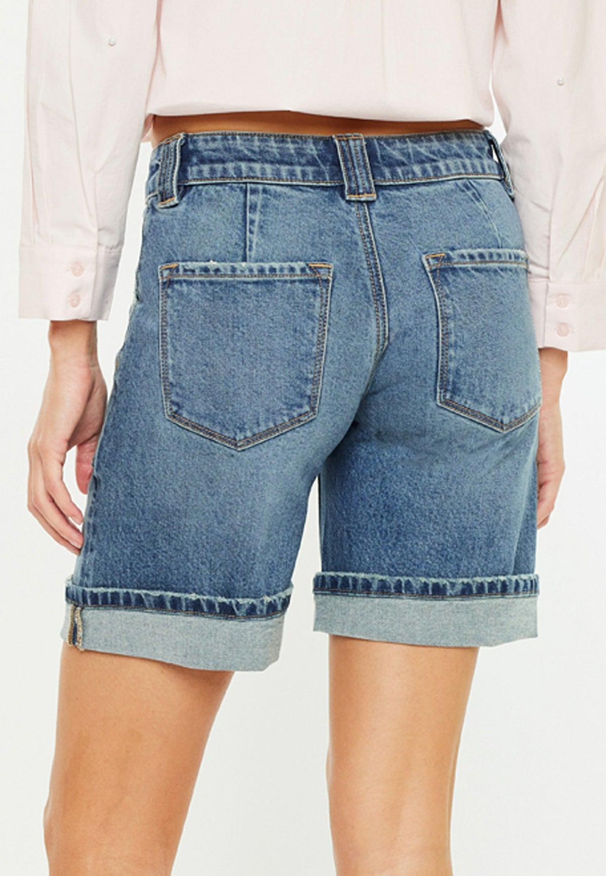 KanCan™ Mid Rise Patch Pocket Cuffed Hem 8in Bermuda Short