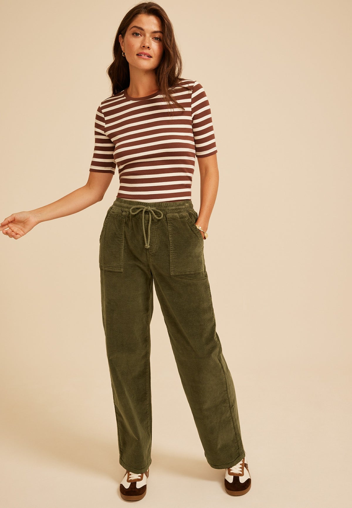 Stretch Corduroy Pull On Wide Leg Pant
