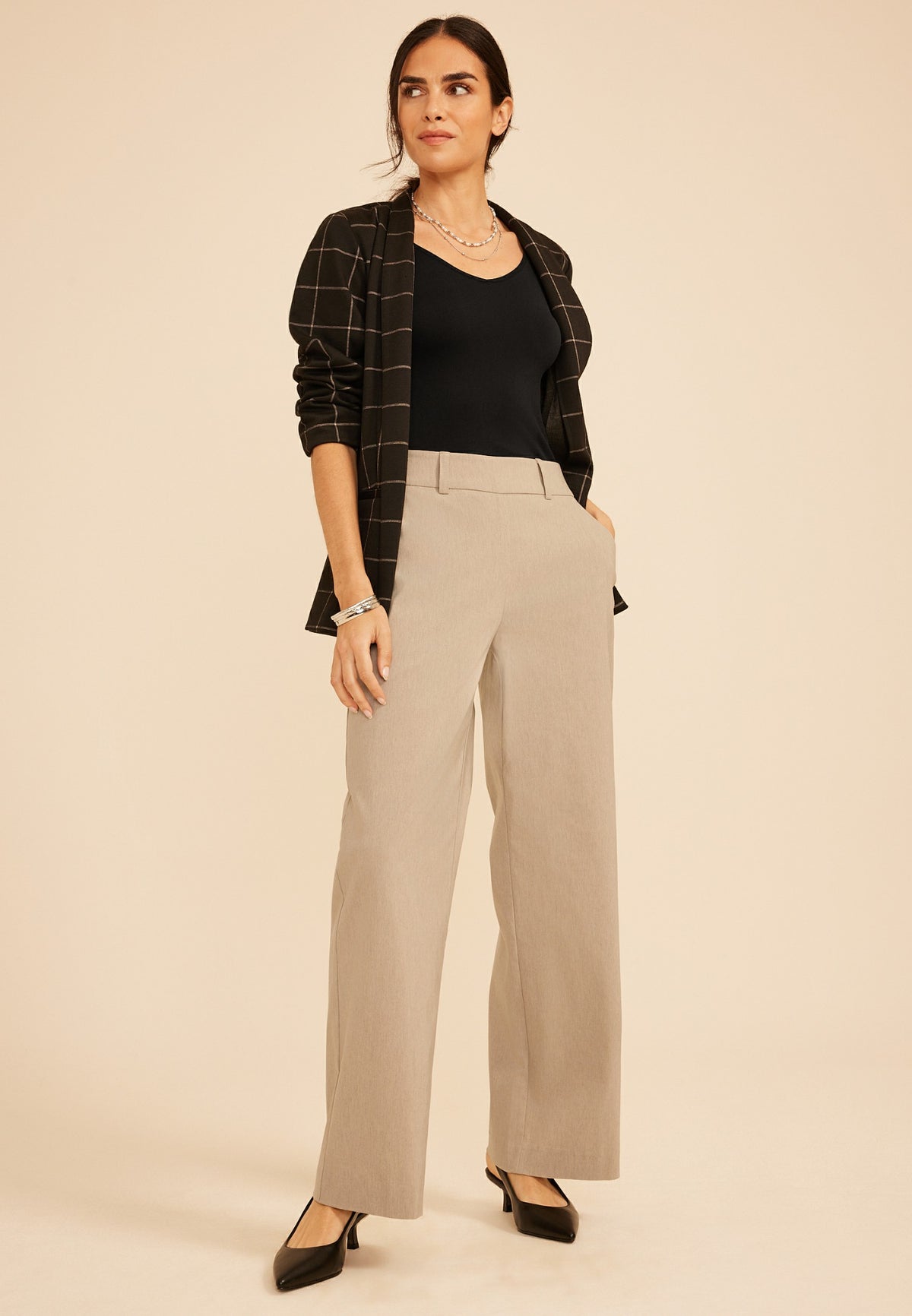High Rise Bengaline Wide Leg Pant