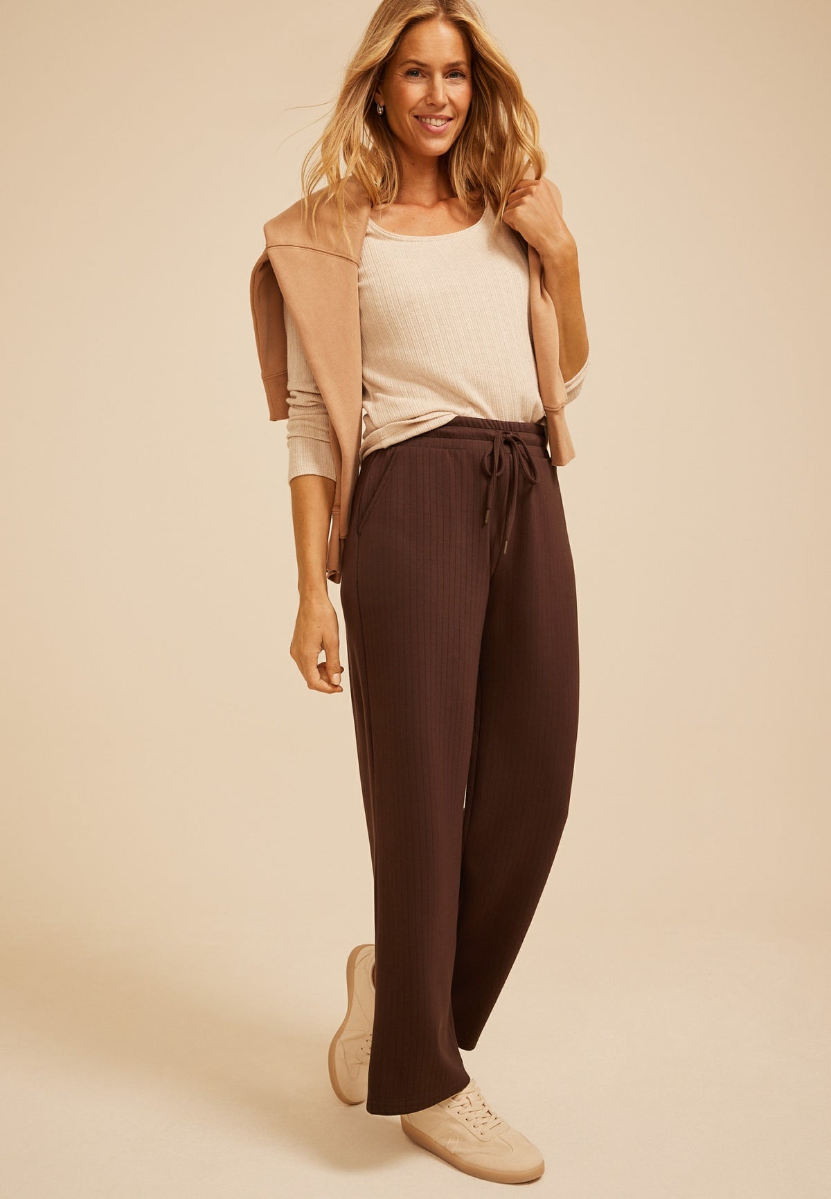 High Rise Drop Needle Cloud Scuba Wide Leg Pant