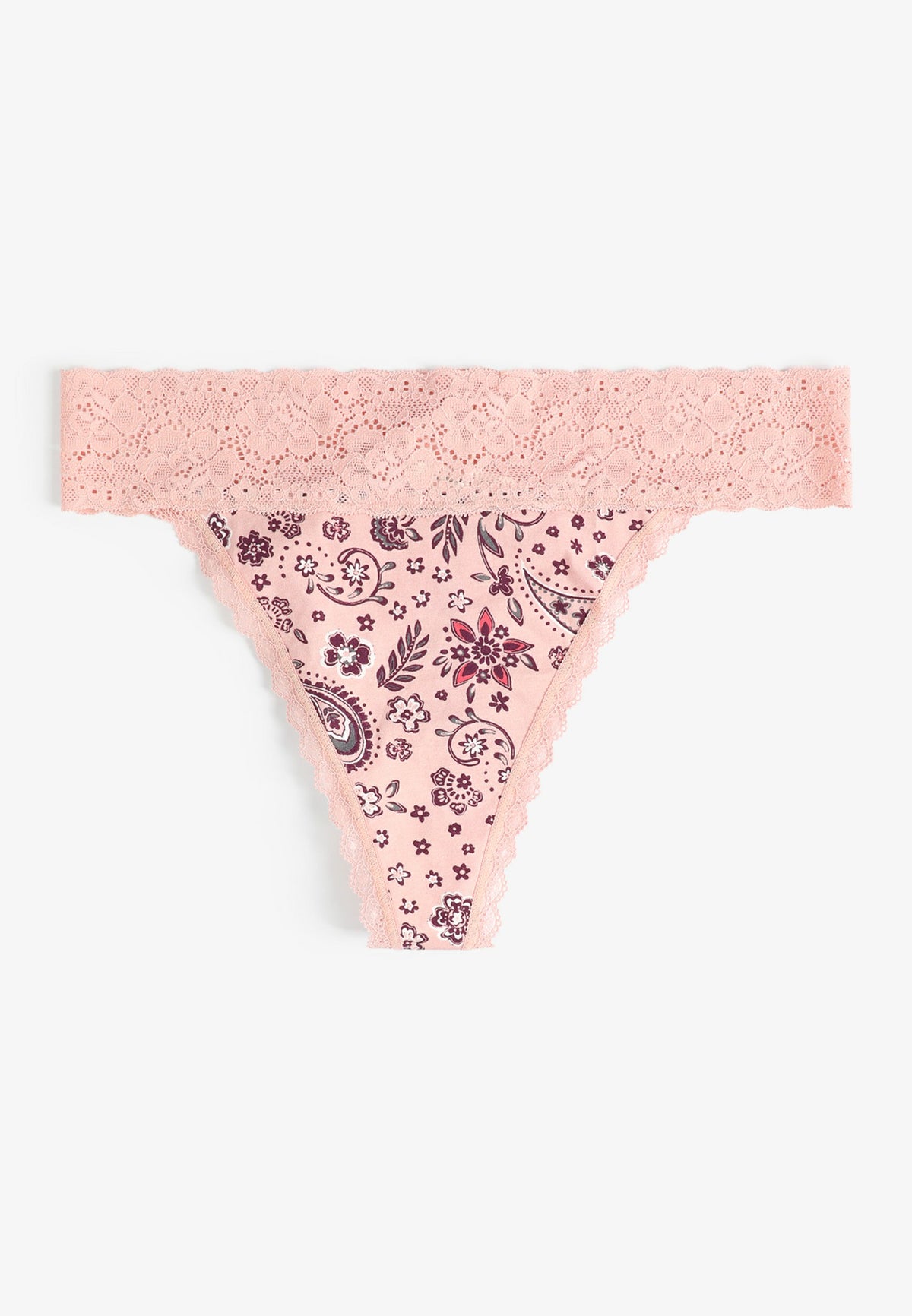 Simply Comfy Cotton Floral Paisley Thong Panty