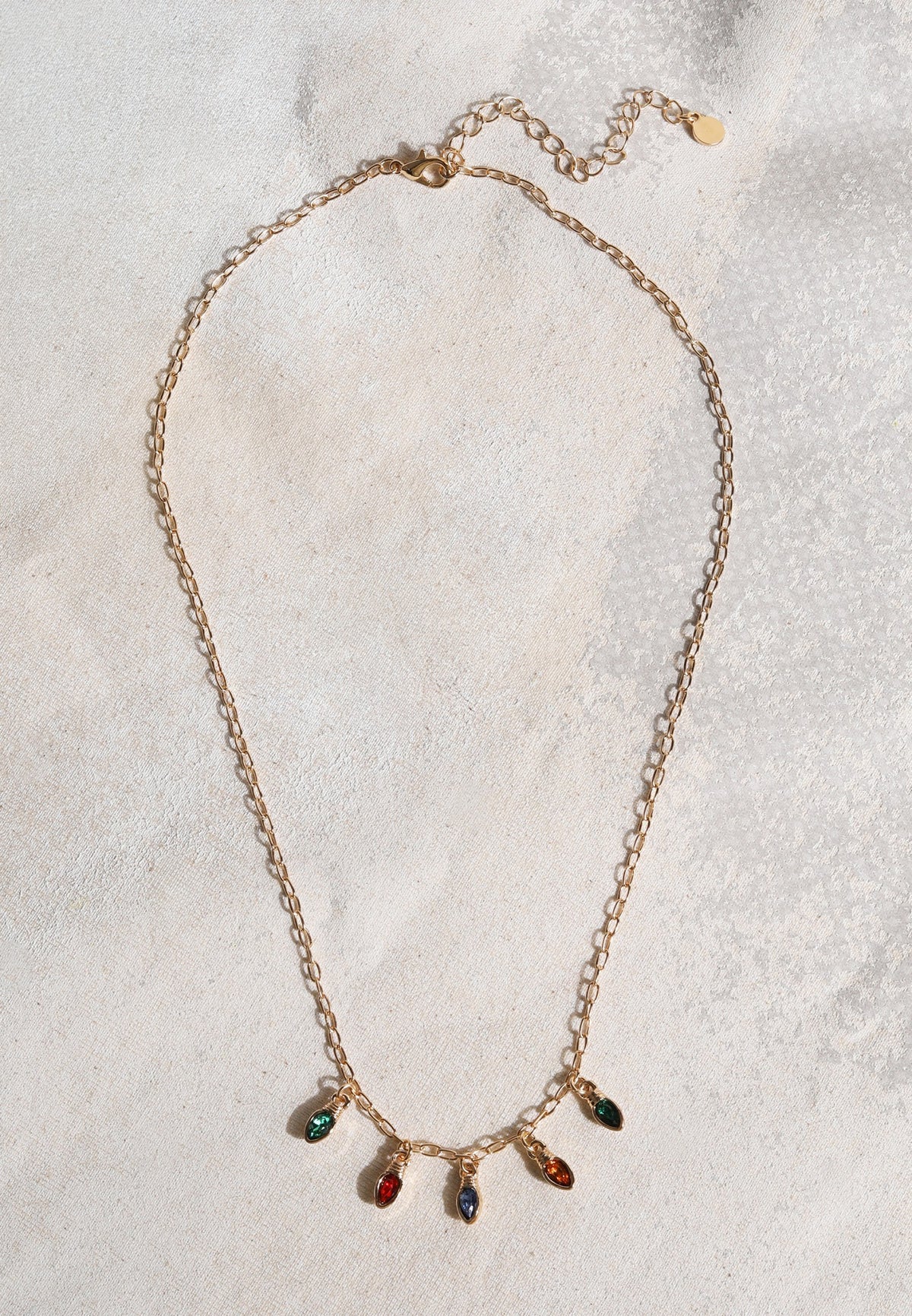 Gold Holiday Light Bulb Necklace