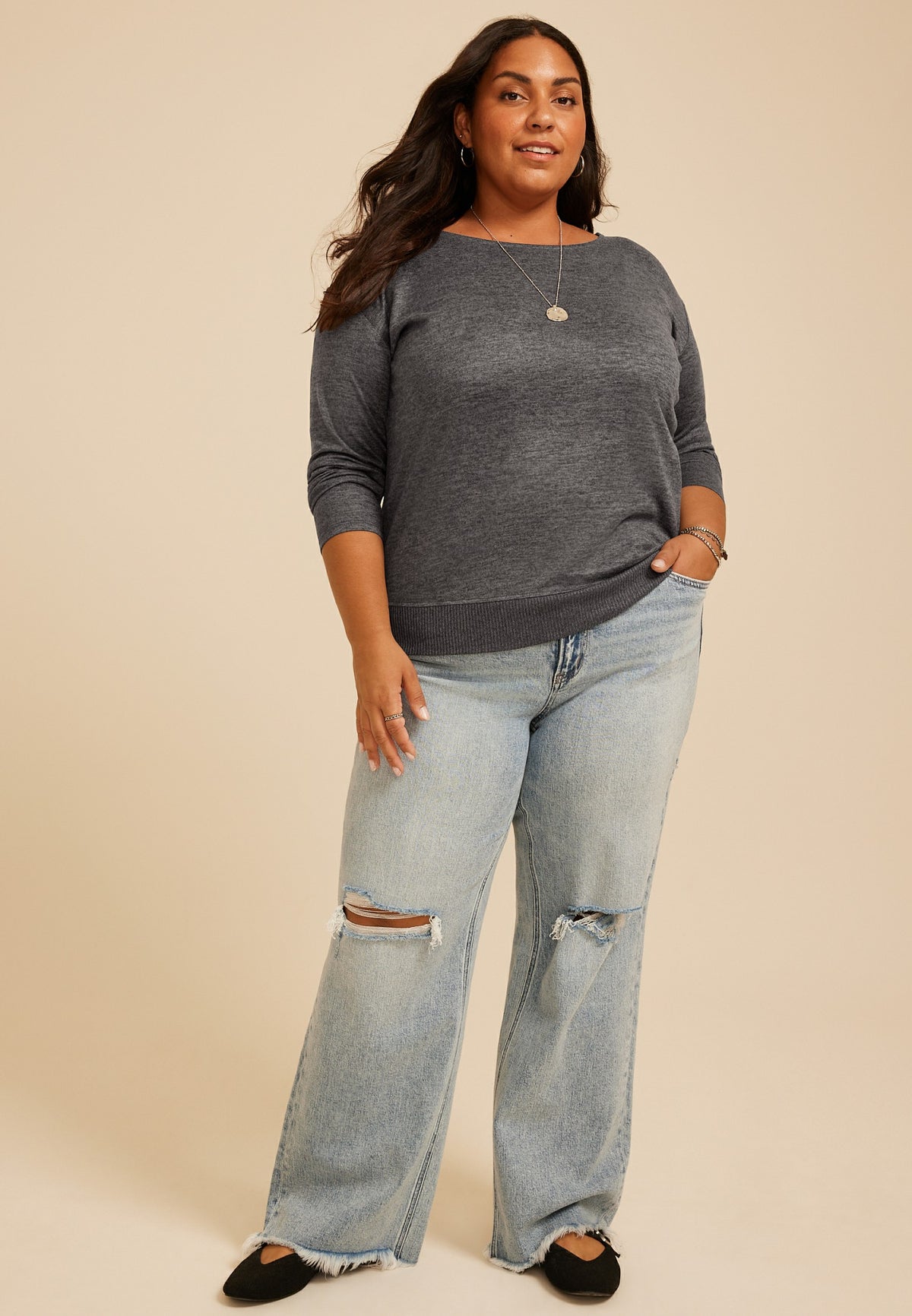 Plus Size 24/7 Dakota Banded Hem Top