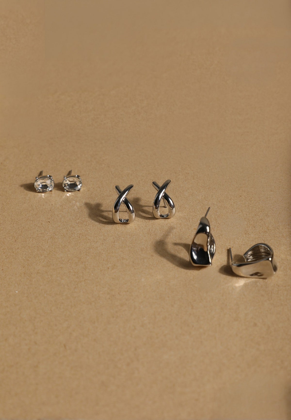 Silver Mixed Stud Earring Set