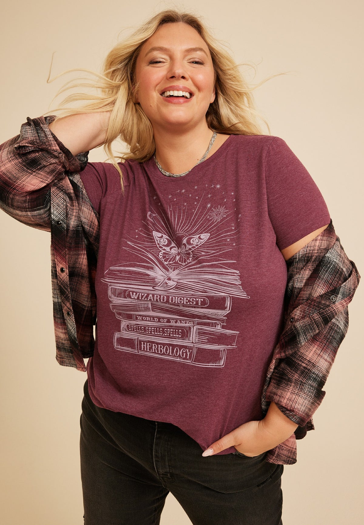 Plus Size Wizard Digest Butterfly Classic Fit Graphic Tee