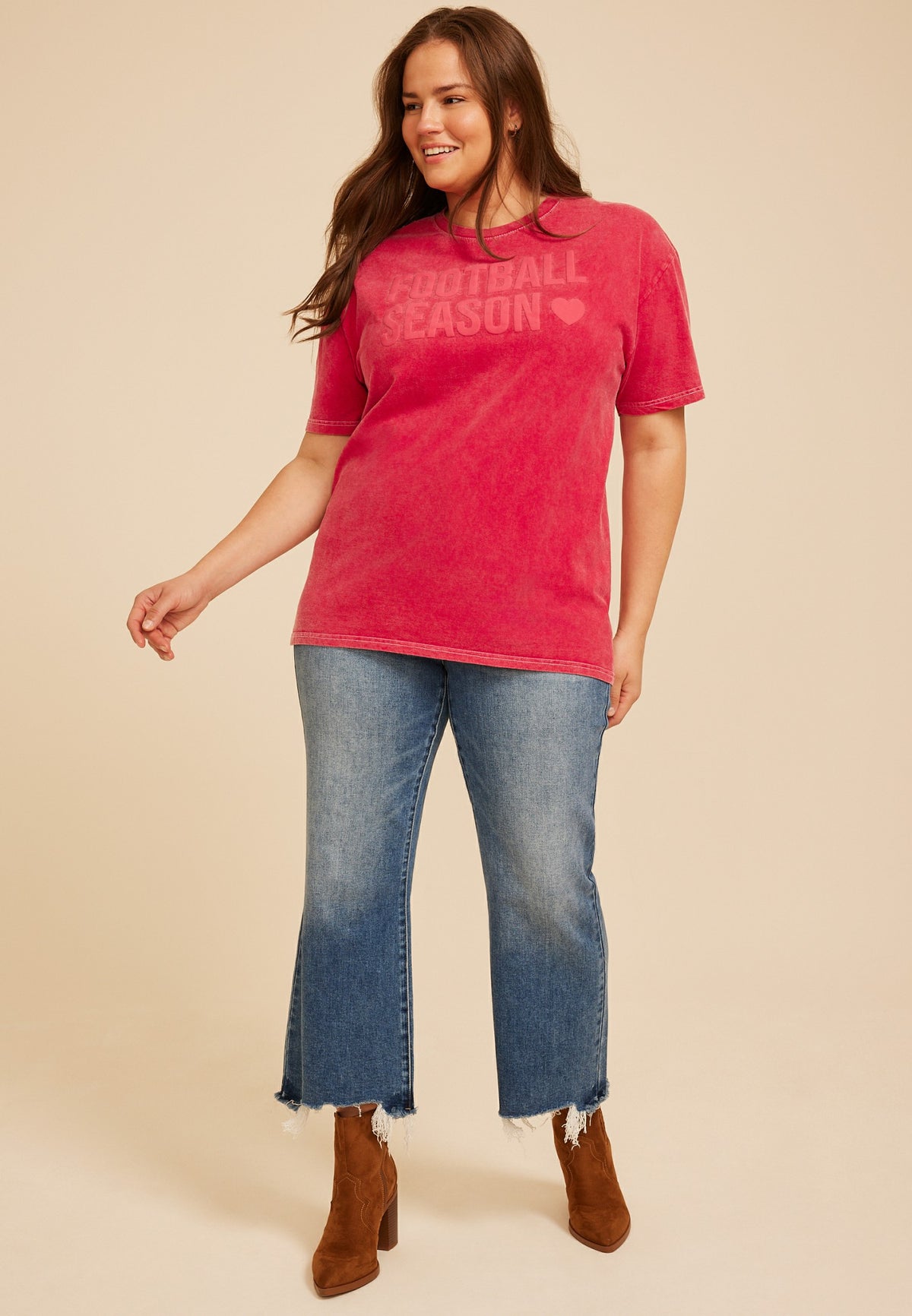 Plus Size Football Season Standard Fit Graphic Tee