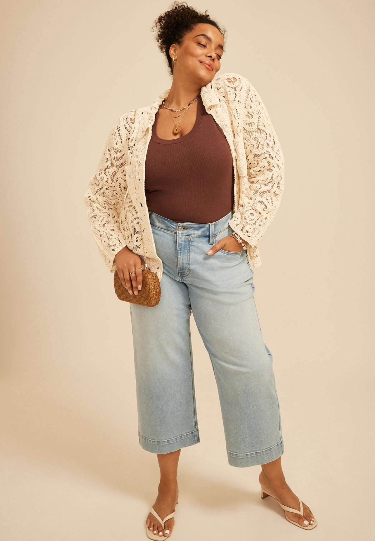Plus Size Crochet Lace Shacket