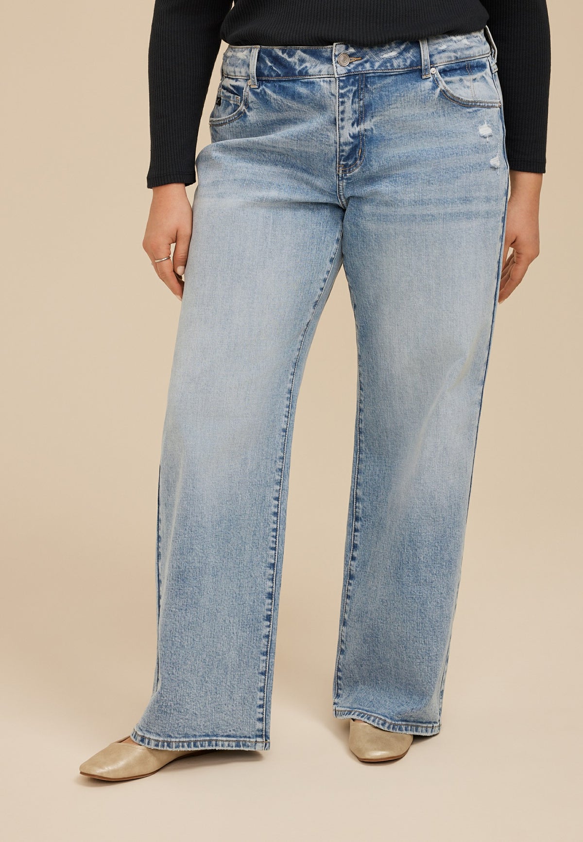 Plus Size KanCan™ High Rise Ripped Wide Leg Jean