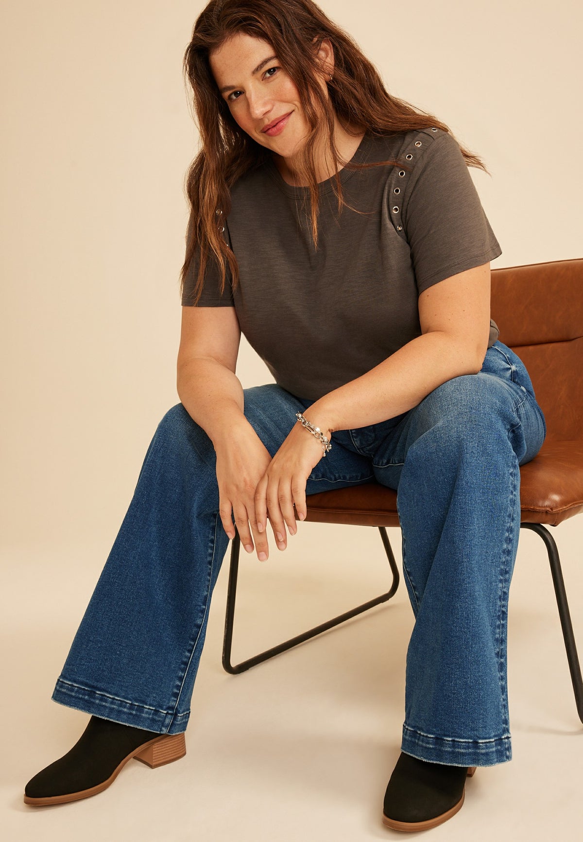 Plus Size Risen Jeans® High Rise Tummy Control Panel Double Button Trouser Bootcut Jean