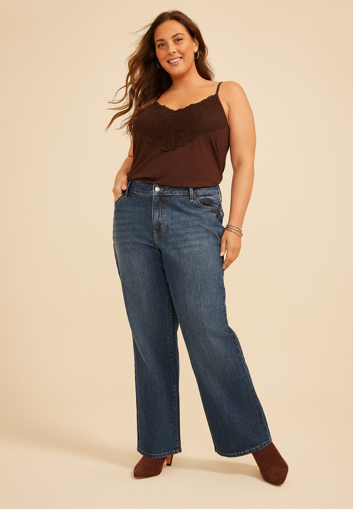Plus Size Mid Rise Baggy Bootcut Jean