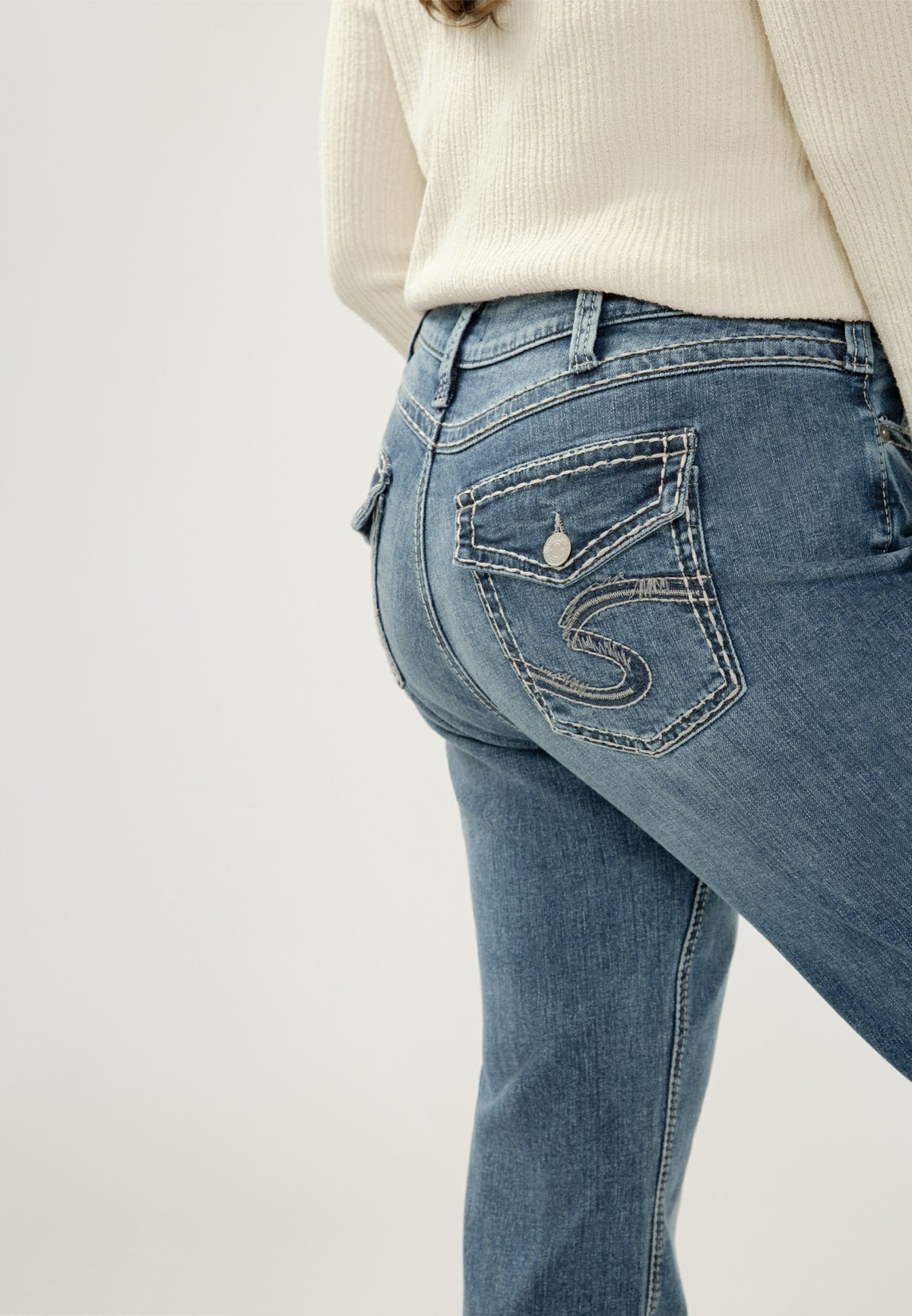 Plus Size Silver Jeans Co.® Suki Curvy Mid Rise Thick Stitch Bootcut Jean