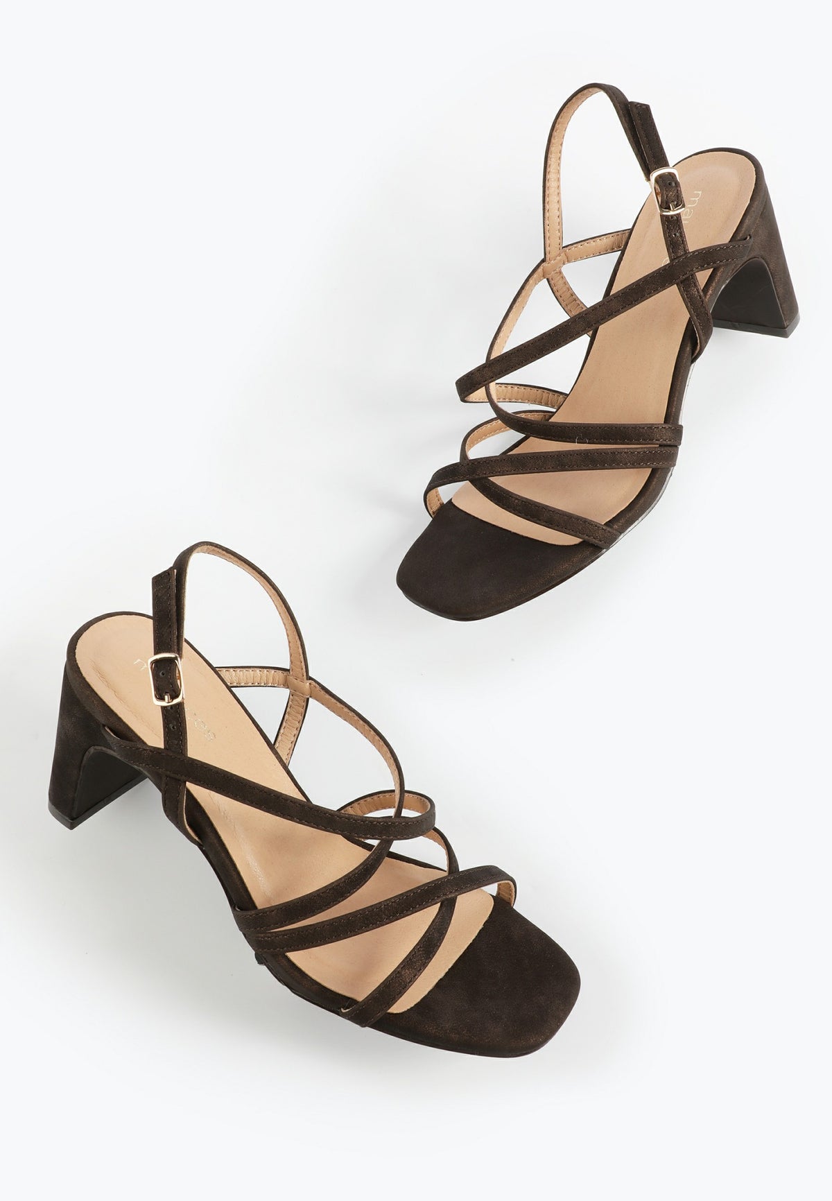 SuperCush Brown Crisscross Strappy Heel