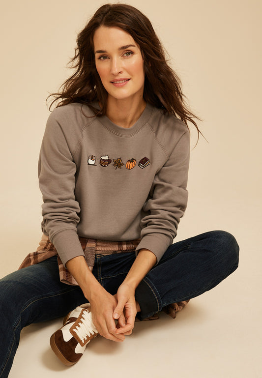 Fall Icon Embroidered Graphic Sweatshirt