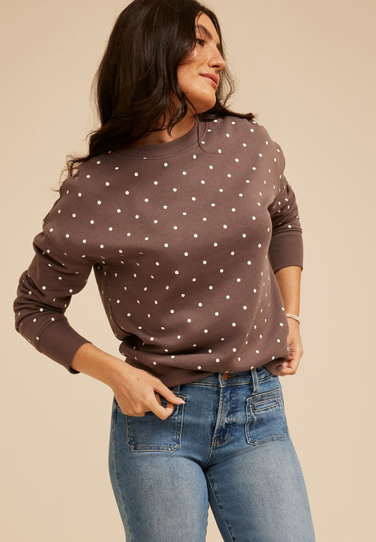 Polka Dot Crew Neck Sweatshirt