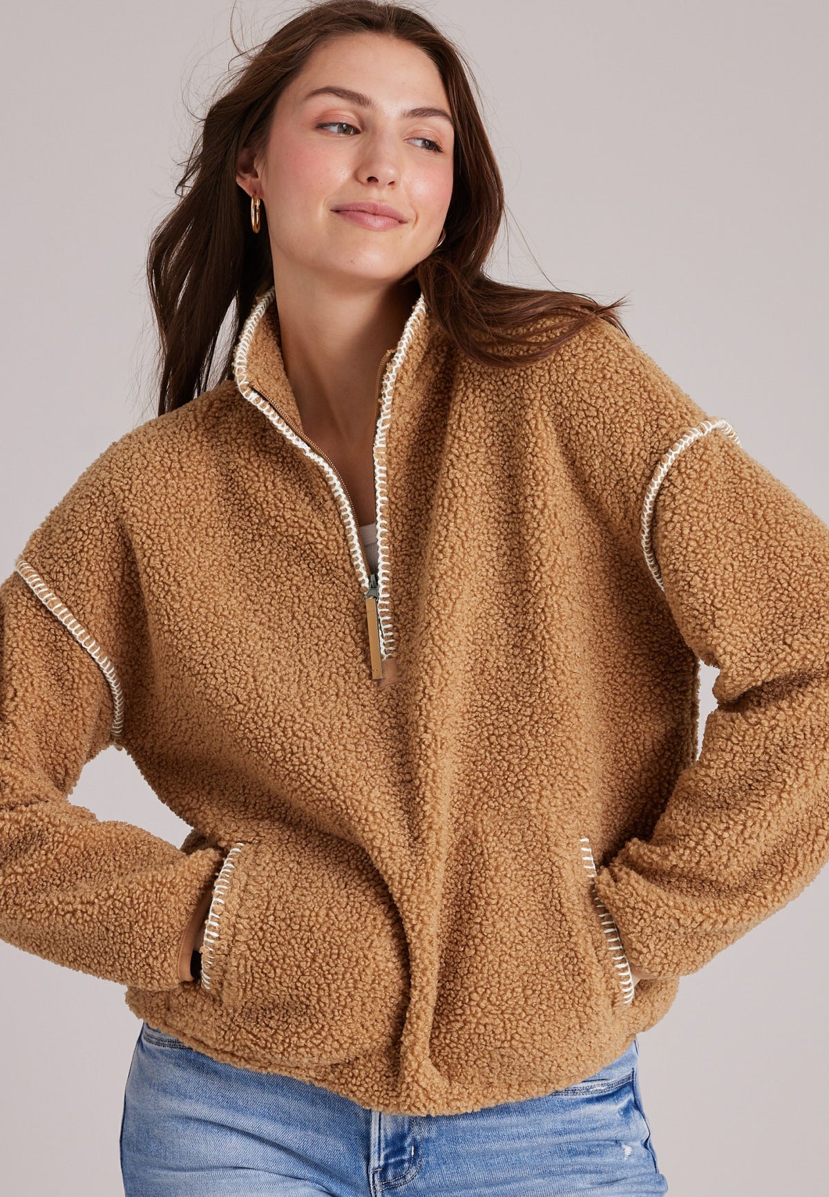 Whipstitch Sherpa Half Zip Pullover