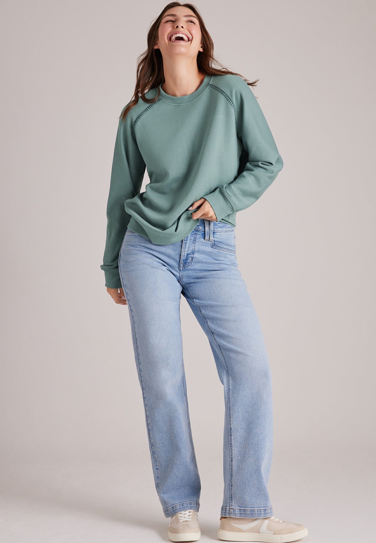 Whipstitch Crew Neck Sweatshirt