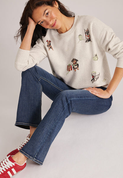 Scattered Holiday Dogs Graphic Sweatshirt