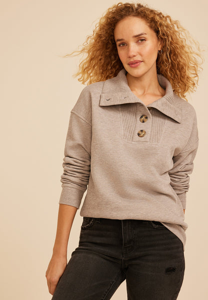 Quarter Button Front Sweatshirt