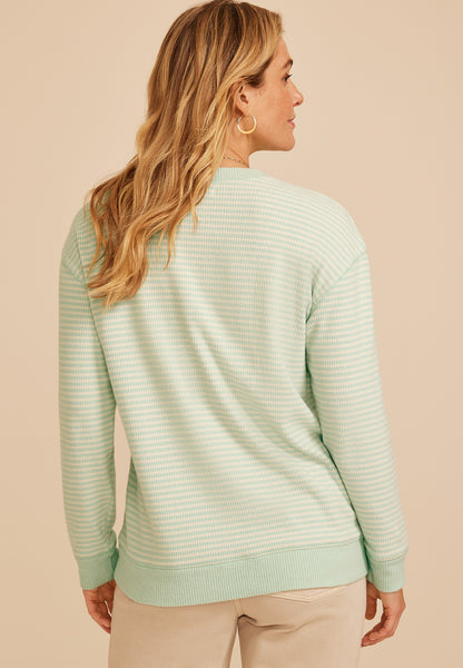 Stripe Waffle Knit Sweatshirt