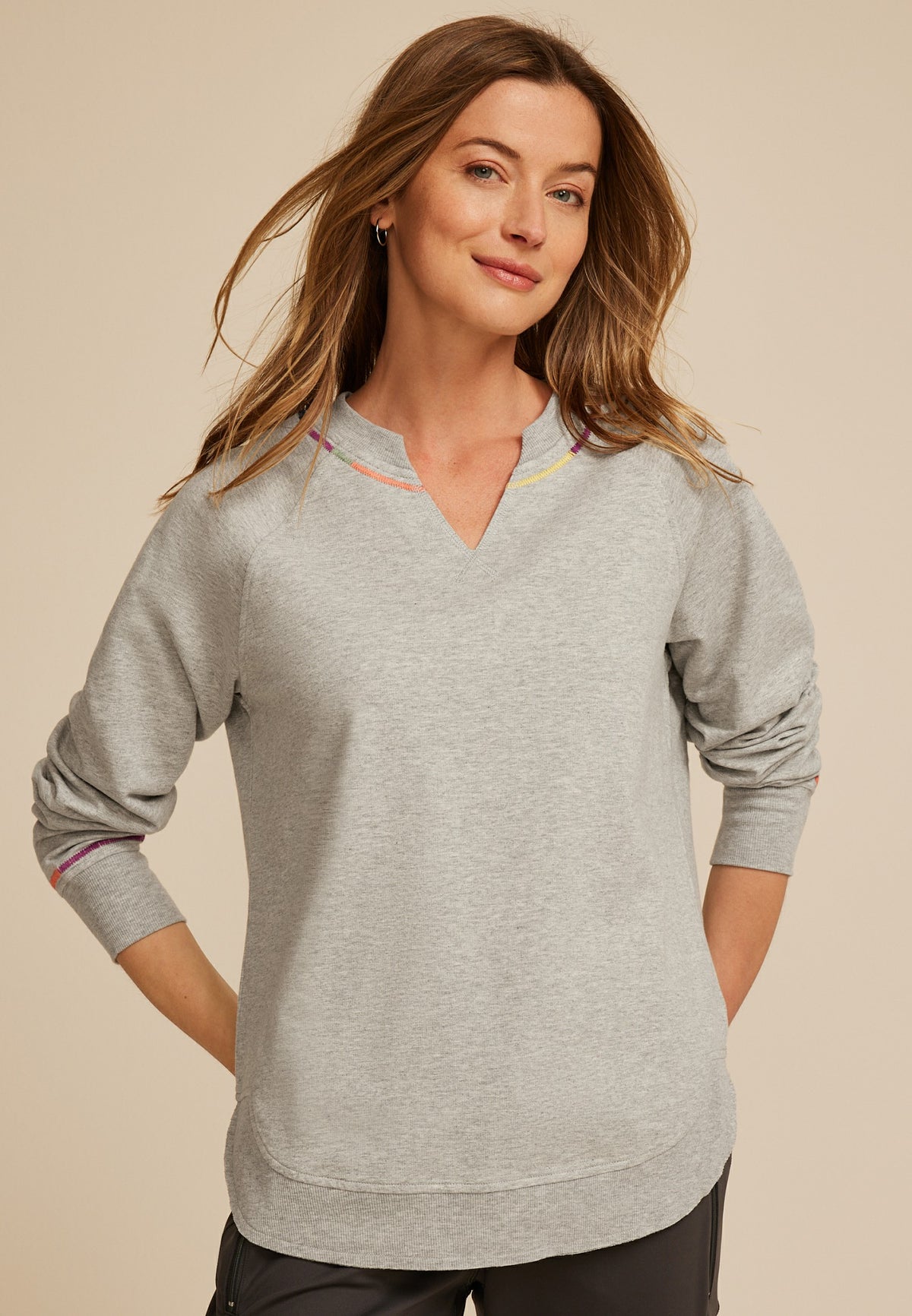 Sunhaven Notch Neck Sweatshirt