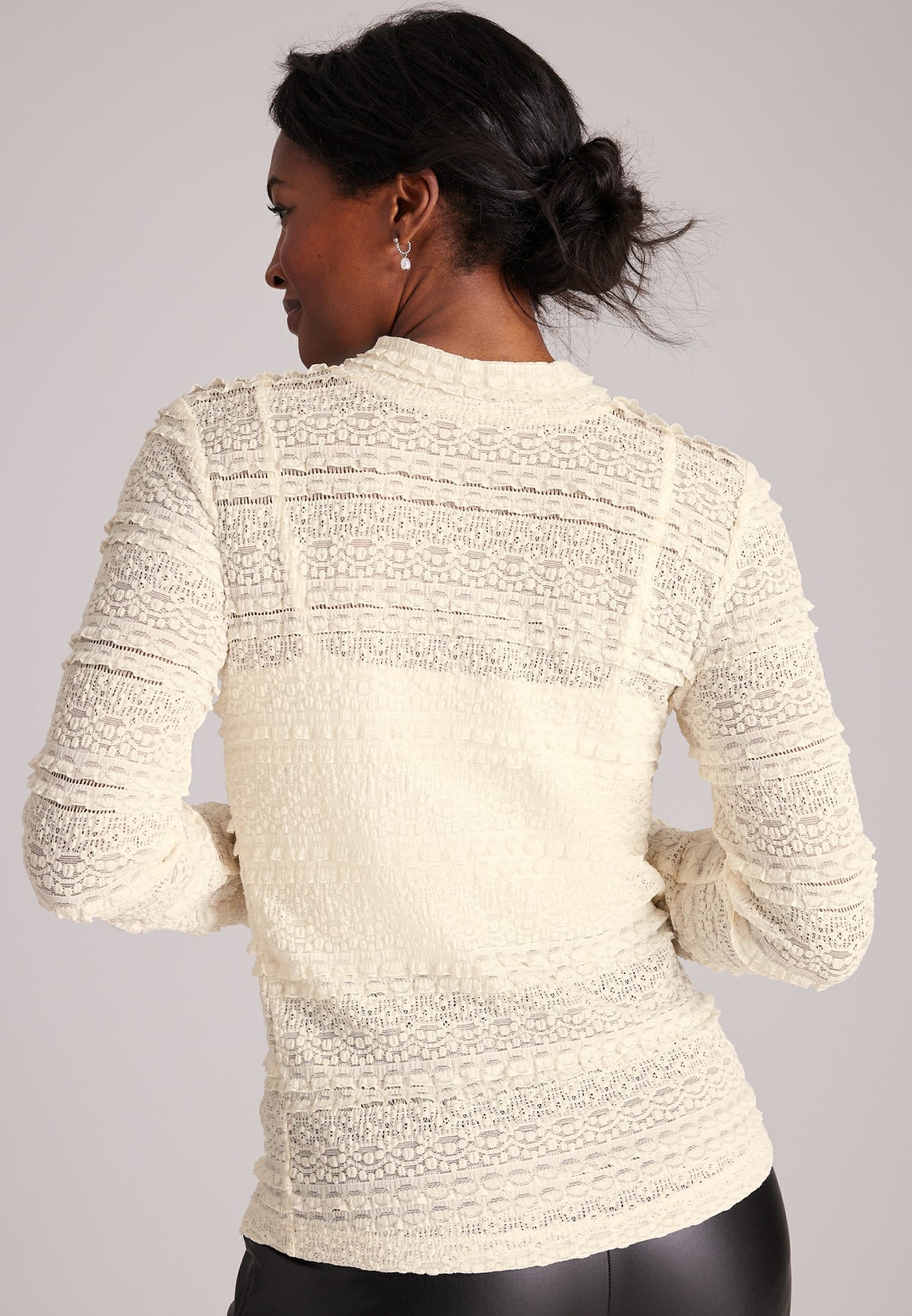 Textured Lace Mock Neck Top