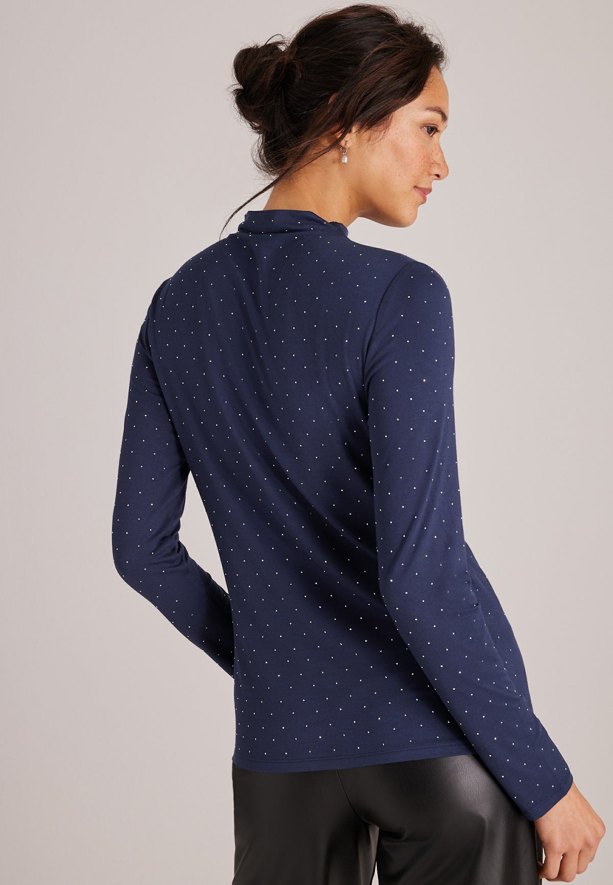 Studio Y Studded Mock Neck Top