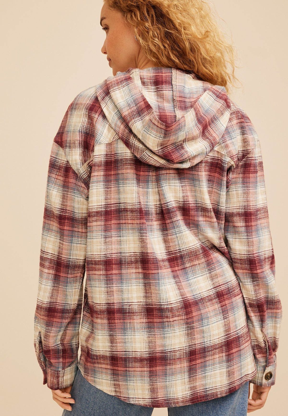 Hooded Cabin Plaid Button Front Shirt