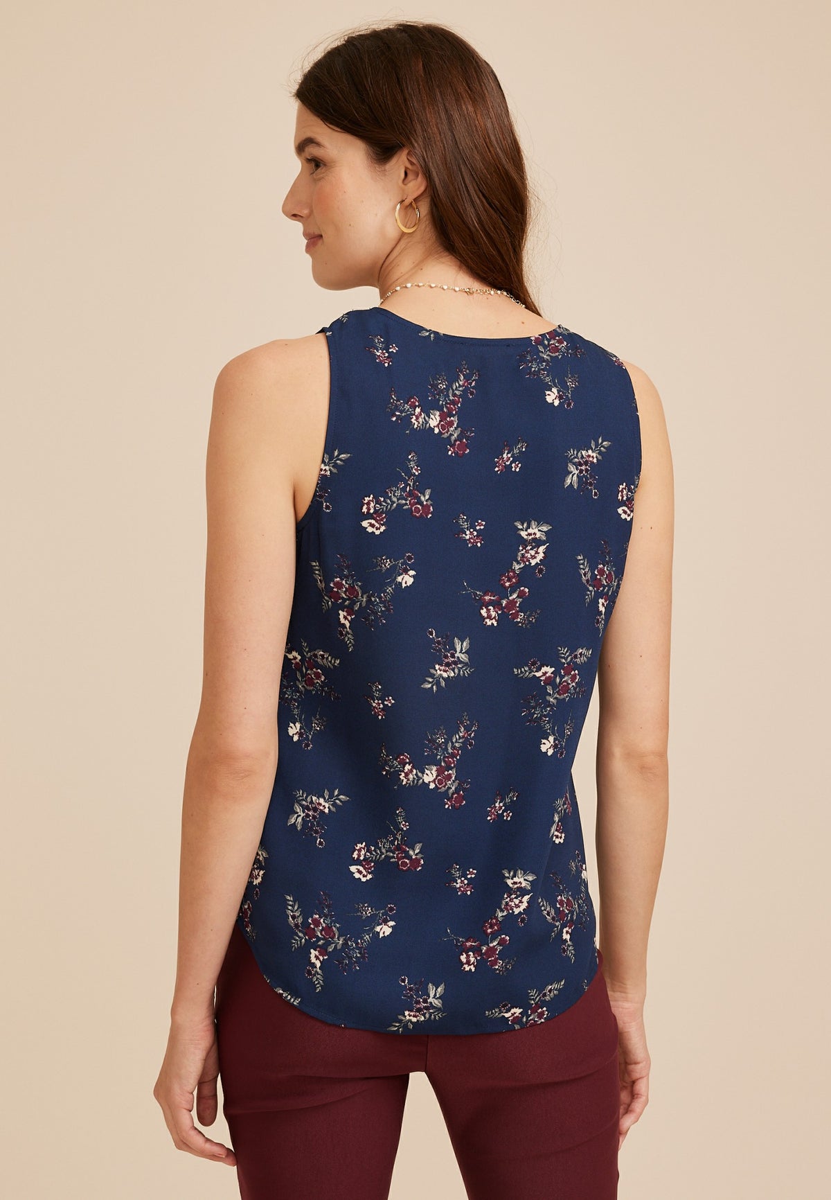 Floral Lace Trim V Neck Tank Top