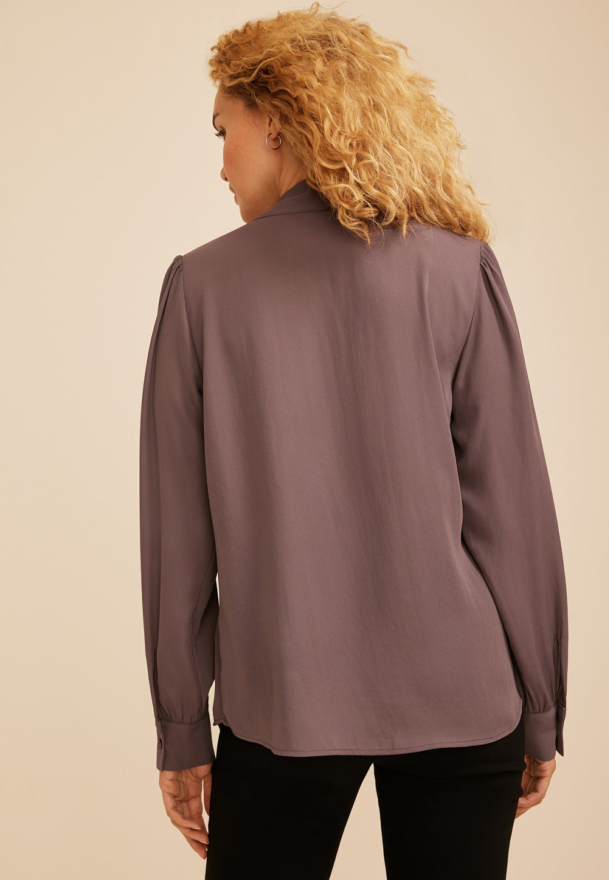 Tie Front Long Sleeve Blouse