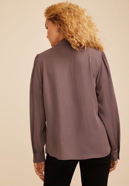 Tie Front Long Sleeve Blouse