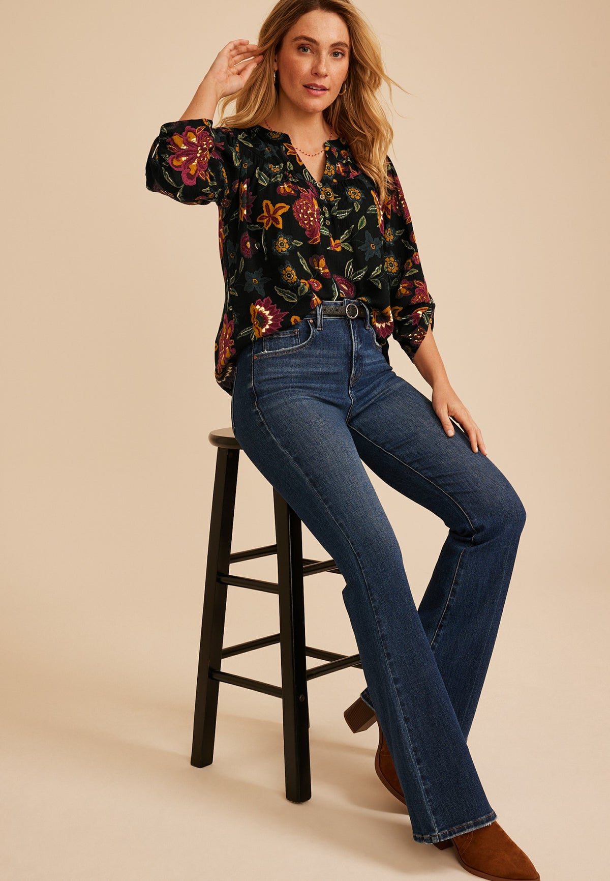 Floral Henley Blouse
