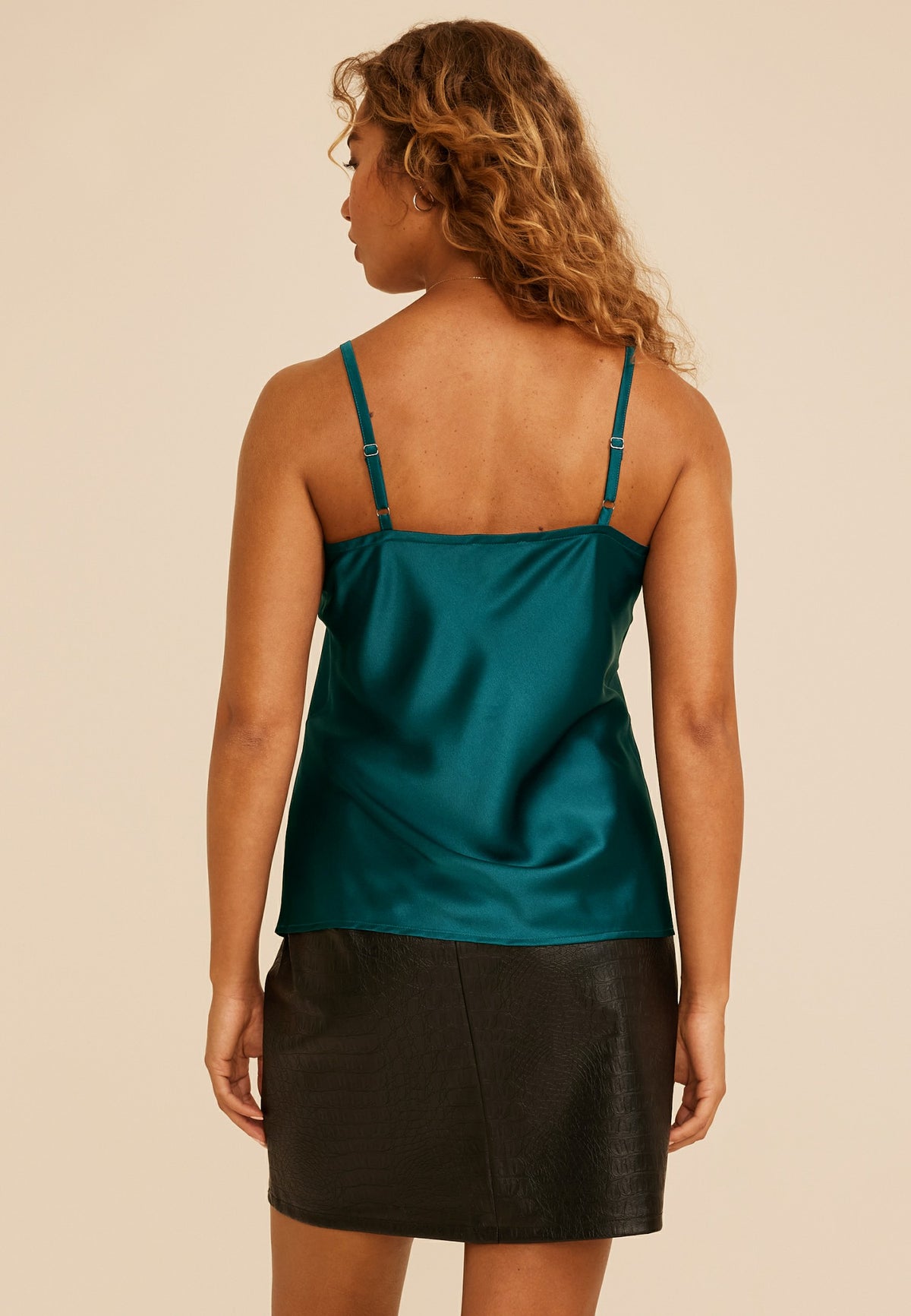 Satin V Neck Cami Tank Top