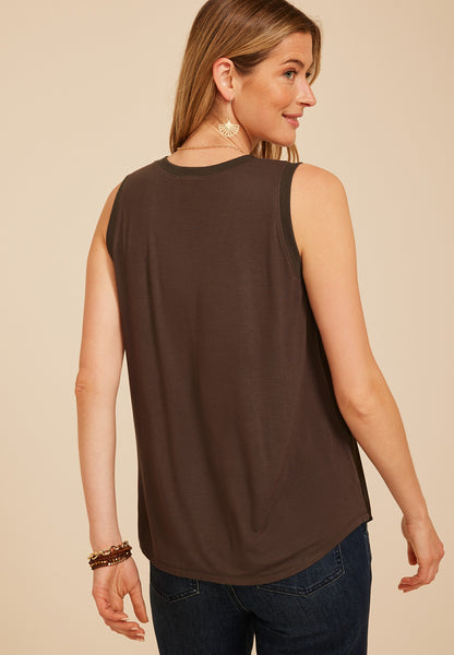 Satin Front V Neck Tank Top