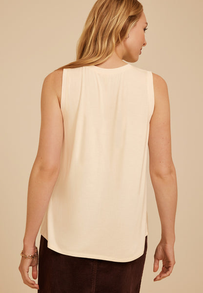 Satin Front V Neck Tank Top