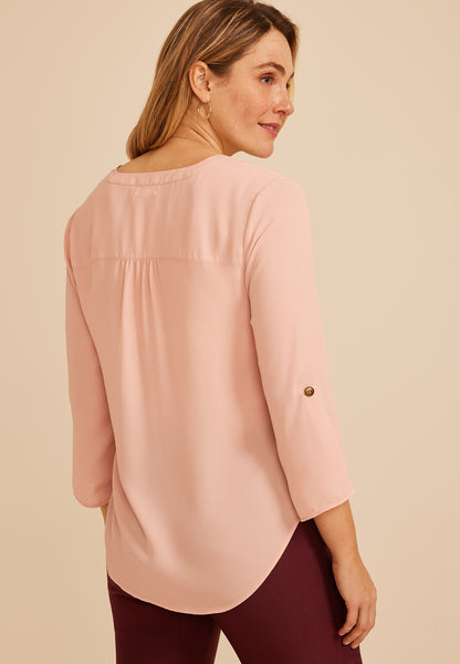 Atwood 3/4 Sleeve Popover Blouse