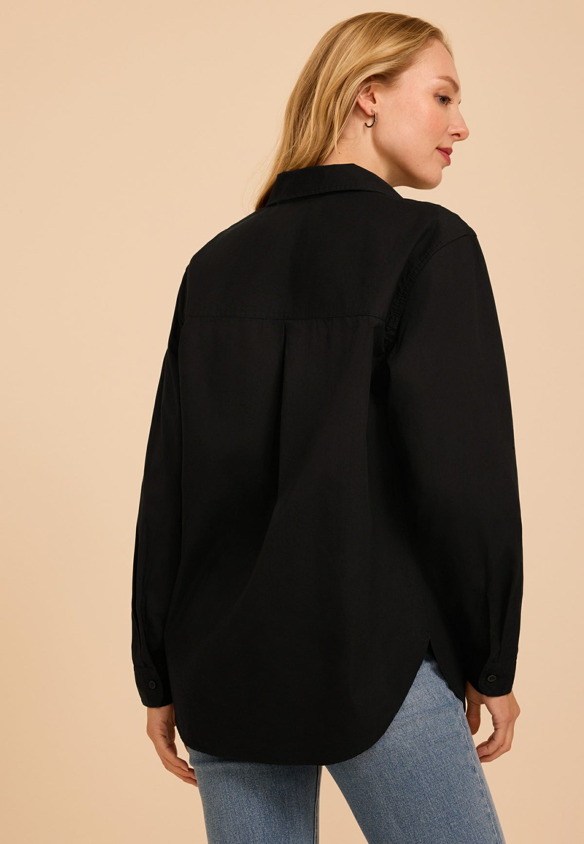 Black Button Down Poplin Shirt