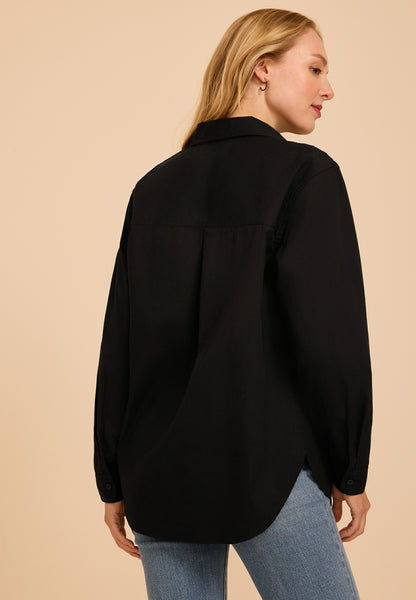 Black Button Down Poplin Shirt