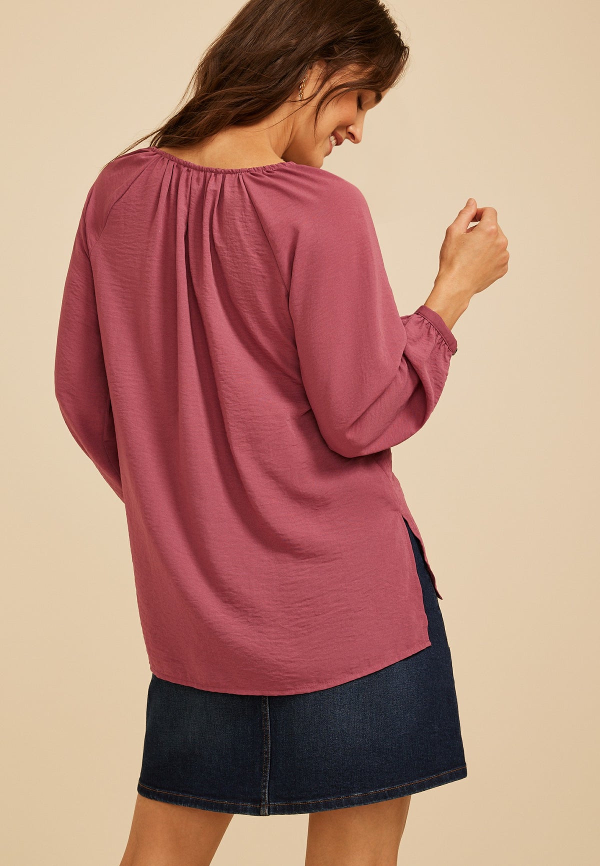 V Neck Long Sleeve Blouse