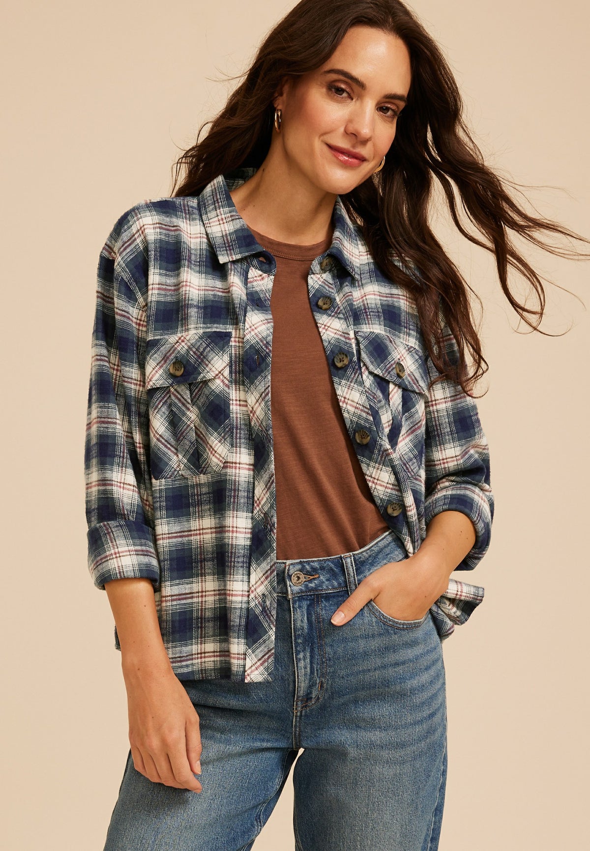 Plaid Utility Button Down Shirt