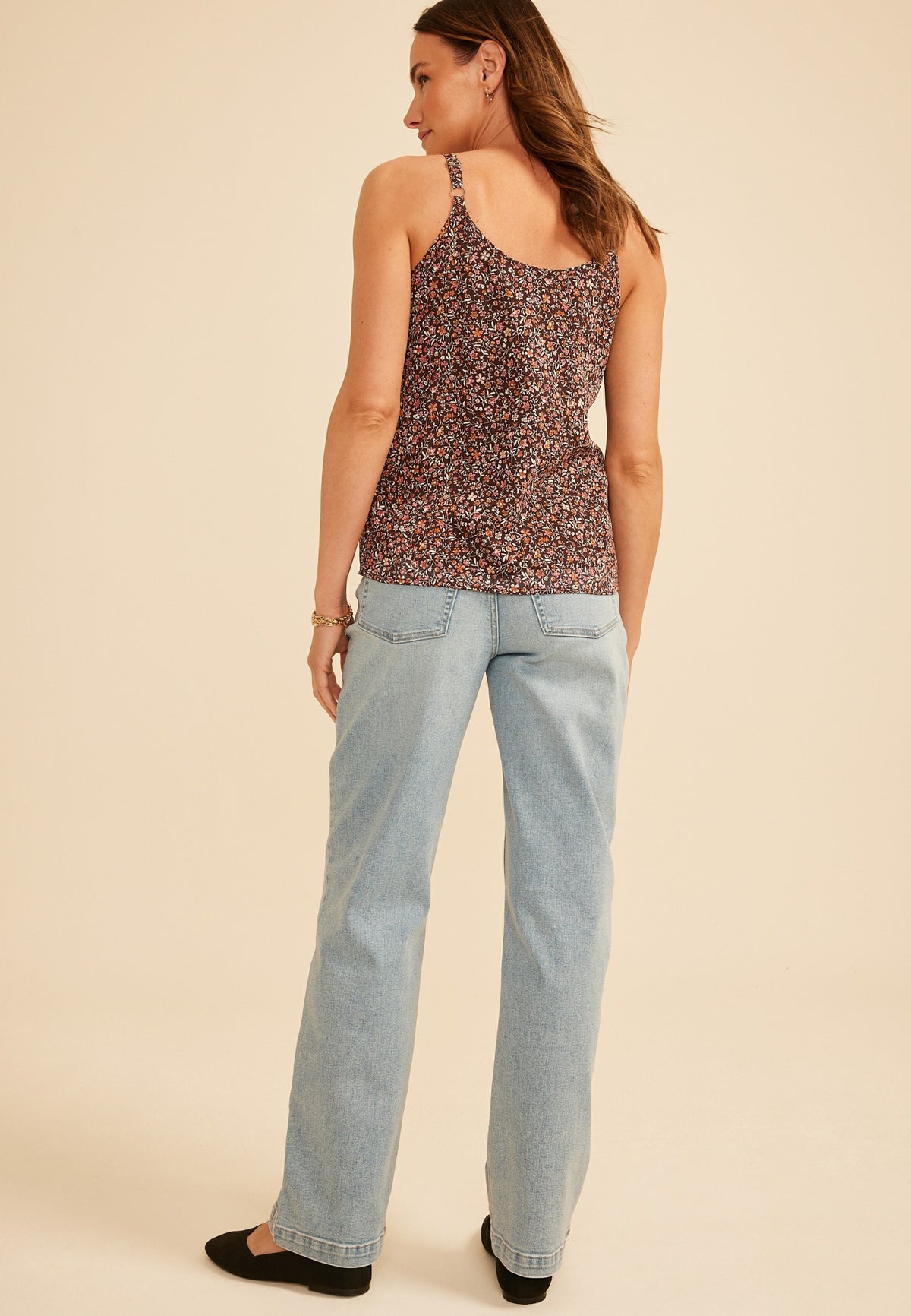 Ditsy Floral Asymmetrical Layered Tank Top
