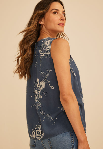 Floral Lace Neck Tank Top